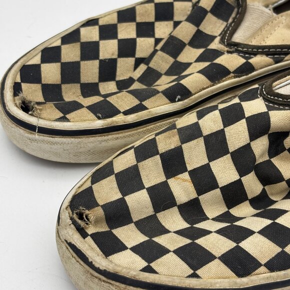 Vans Classic Slip On Checkerboard Black White Canvas Skate Shoes Men 6.5 Women 8 - Picture 6 of 8